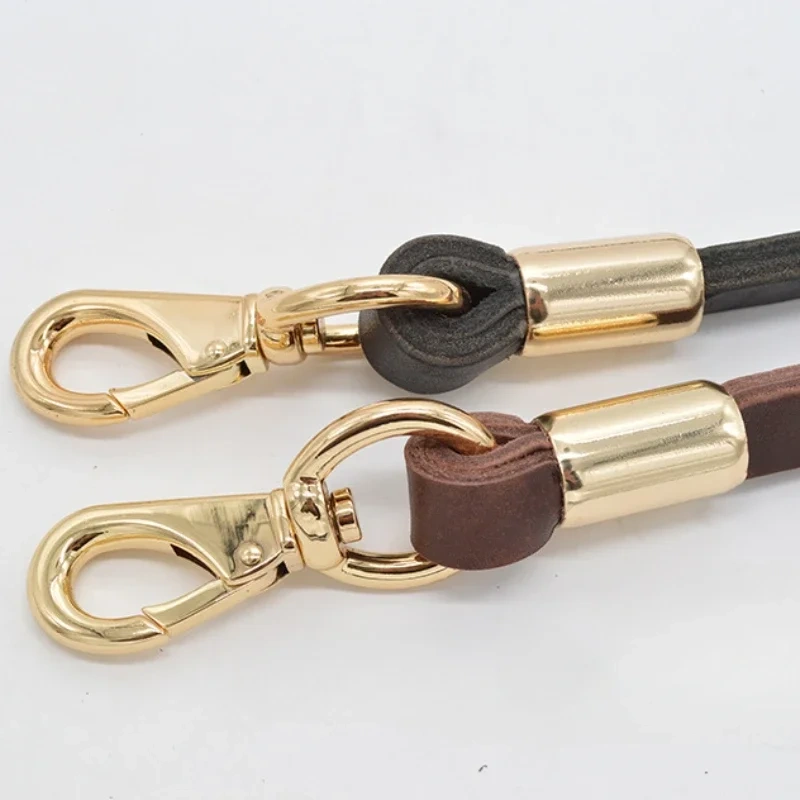 Double Layer Handmade Cowhide Pet Training Leash Luxury Genuine Leather Non-slip Dog Walking Leash Strong Safety Chain