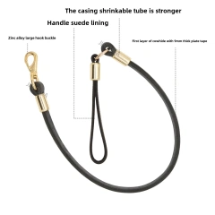 Double Layer Handmade Cowhide Pet Training Leash Luxury Genuine Leather Non-slip Dog Walking Leash Strong Safety Chain