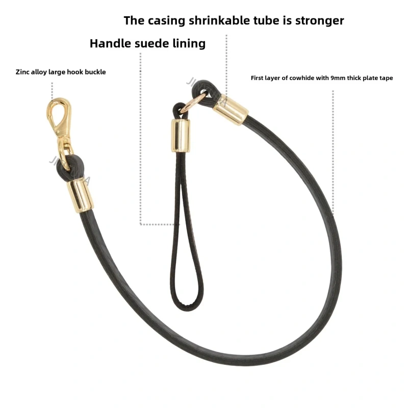 Double Layer Handmade Cowhide Pet Training Leash Luxury Genuine Leather Non-slip Dog Walking Leash Strong Safety Chain