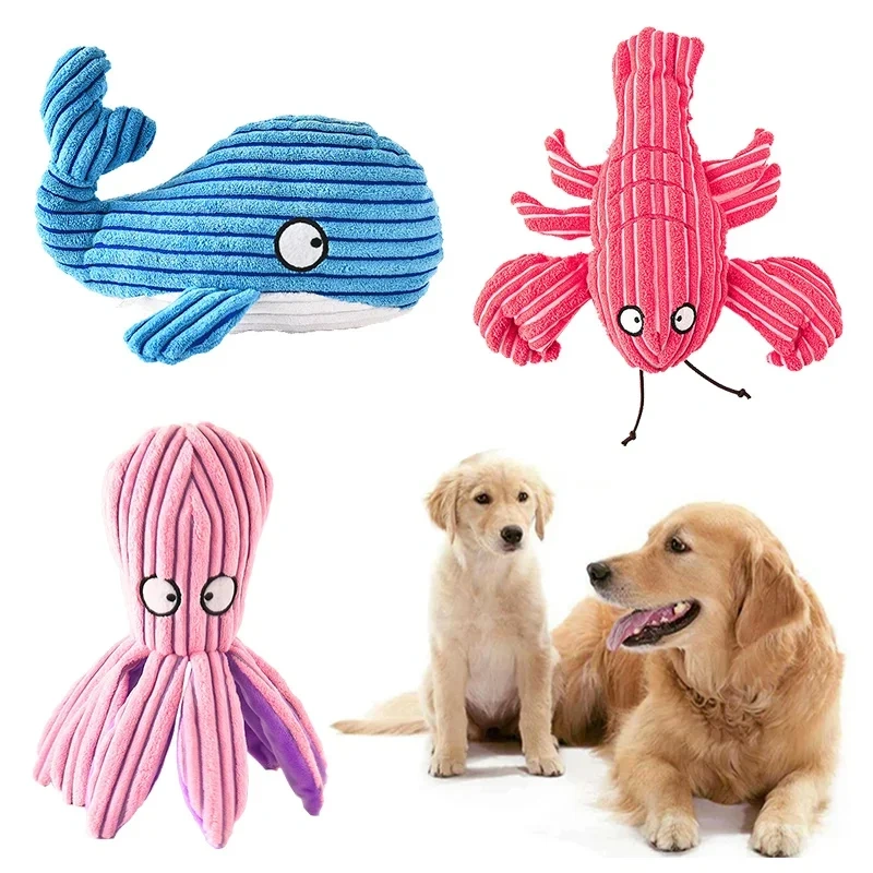 Plush Dog Toys Corduroy for Small Medium Dogs Animal Dog Squeaky Toy Bite Resistant Chew Toy Molar Teeth Cleaning Puppy Toys