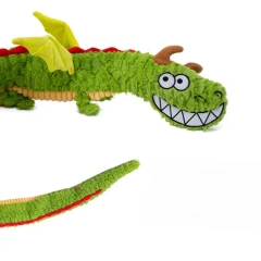 Squeak Dragon Plush Long Dog Tug Toy Interactive Dog Toy Pet Chew Toys With Whole Crinkle Paper for Dog