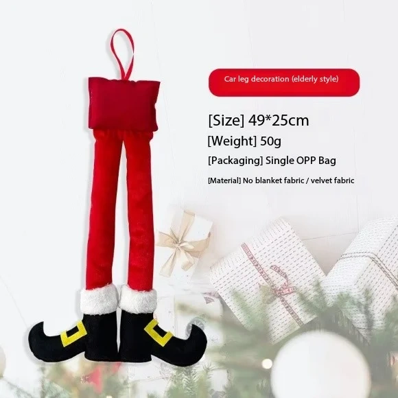 New Christmas Striped Red Elf Leg Hanging Tree Decorations Car Clip and Fireplace Party Decorations