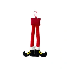 New Christmas Striped Red Elf Leg Hanging Tree Decorations Car Clip and Fireplace Party Decorations