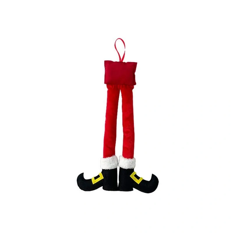 New Christmas Striped Red Elf Leg Hanging Tree Decorations Car Clip and Fireplace Party Decorations