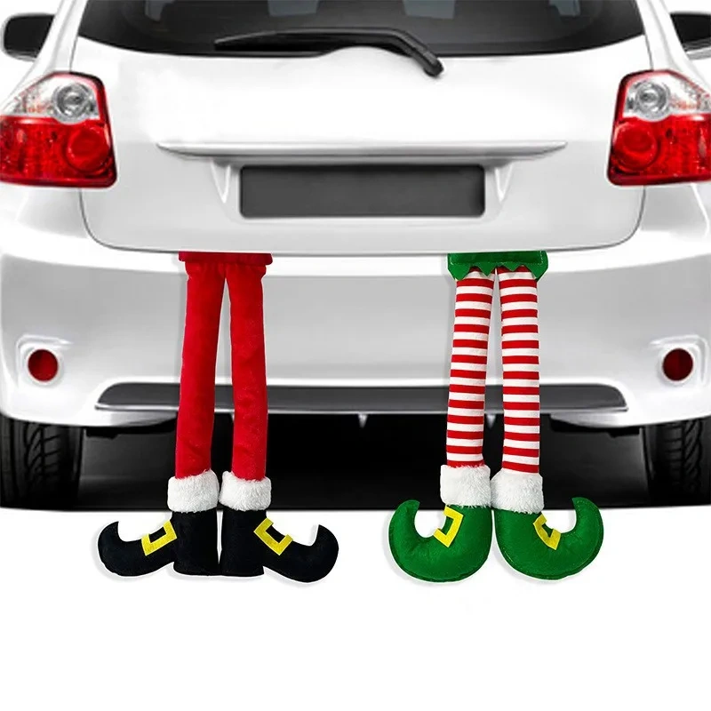 New Christmas Striped Red Elf Leg Hanging Tree Decorations Car Clip and Fireplace Party Decorations