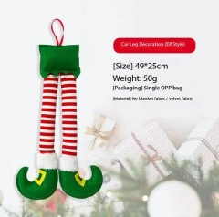 New Christmas Striped Red Elf Leg Hanging Tree Decorations Car Clip and Fireplace Party Decorations