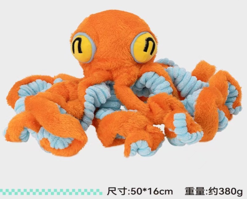 Squeak Big Octopus Funny Plush Dog Chew Toy for Teeth Cleaning Interactive Pet Toy