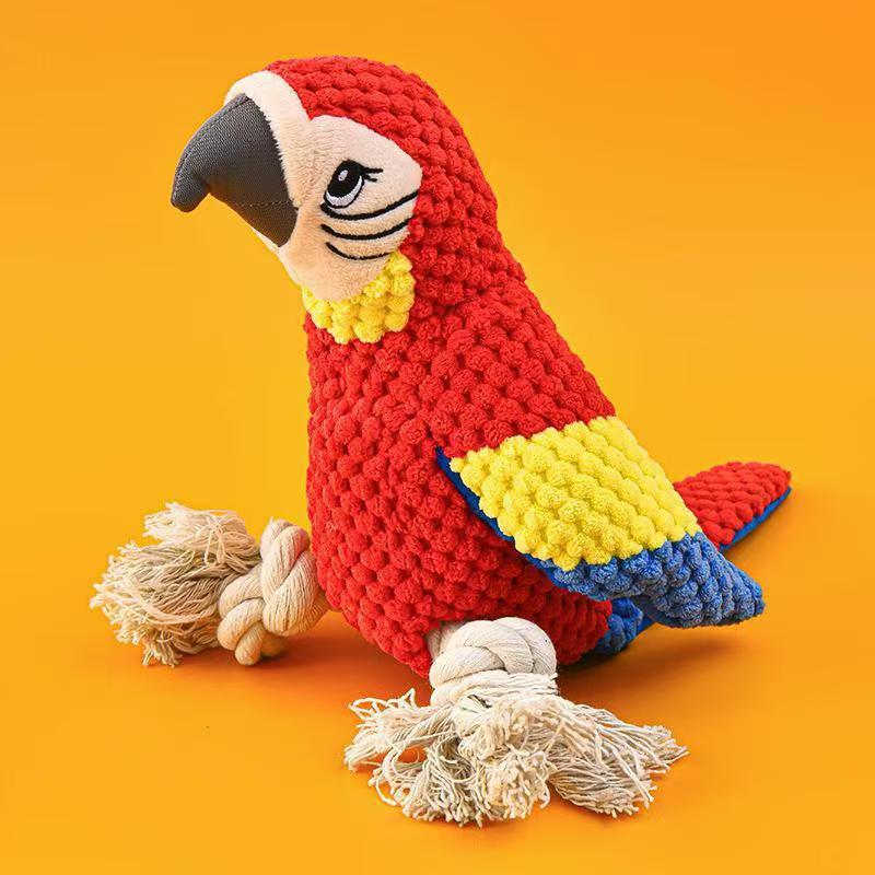 Indestructible Plush Parrot Dog Toy