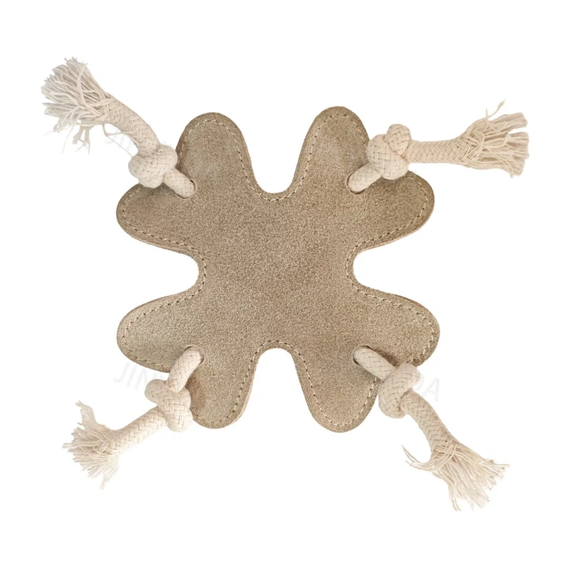 Leather Suede Pet Toys Petal Shaped Cowhide dog Pet Knot cotton rope Toys Chew-Resistant dog Chew Toys Dog training Toys