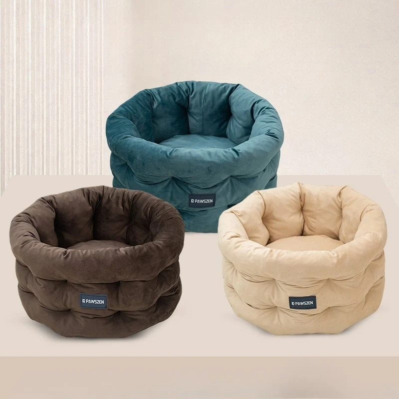 Winter Warm Pet Bed Cozy Dutch Velvet Cat House Cylindrical Dog Bed for Cats and Dogs Pet Supplies Dog House Tapis Chat Gamelle