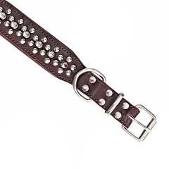 Genuine Leather Studded Dog Collar Anti-Bite Spike Punk Style  Top Grain Leather Pit Bulldog Durable Super Strong