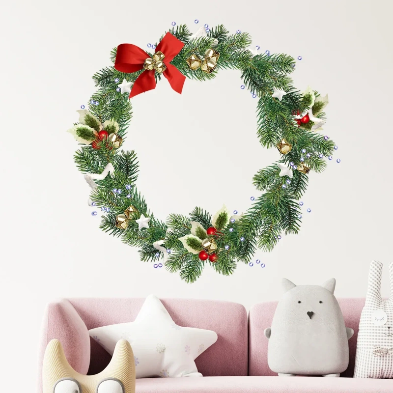 Christmas Window Vinyl Wall Sticker Green Original Glass Window Christmas Decoration Posters Home New Year Stickers