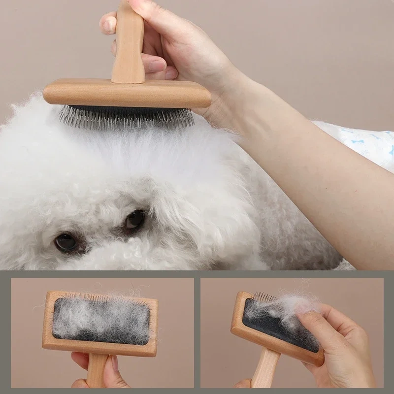 Dog Comb Wood Needle Comb Cat Comb Pet Comb Solid Wood Beauty Needle Comb Dog Cat Knot Off Float Comb Air Cushion Comb Comb
