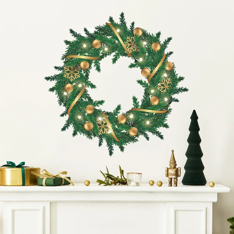Christmas Window Vinyl Wall Sticker Green Original Glass Window Christmas Decoration Posters Home New Year Stickers