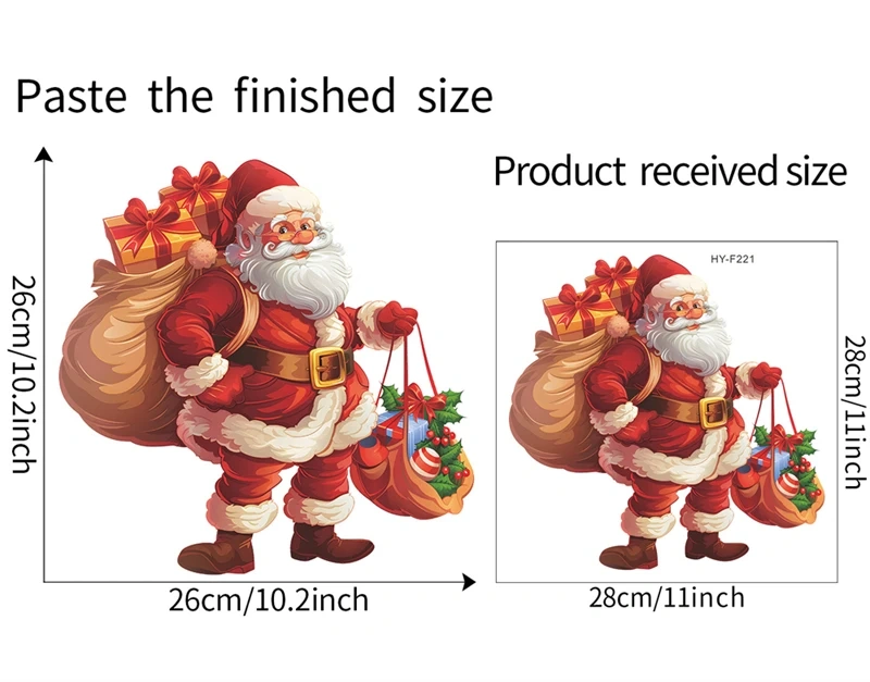 Christmas Decorations Cartoon Santa Claus Gift Glass Window Sticker Reusable Static Stickers Merry Christmas New Year Decor Noel