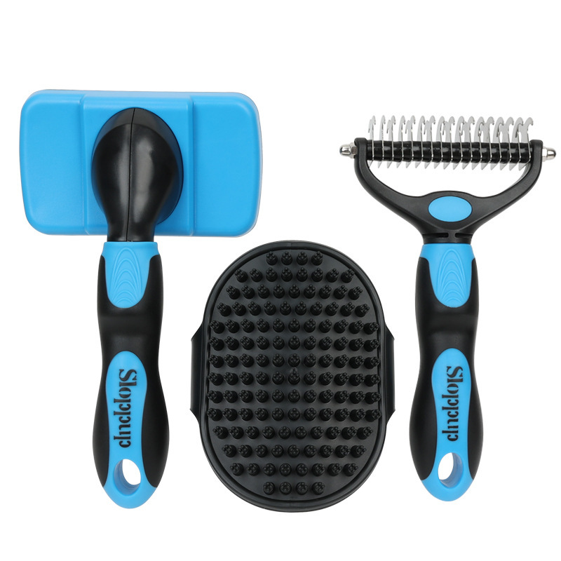 Professional 3Pcs/Set Pet Grooming Brush Set for Shedding Control Massage Bathing Deshedding Tool