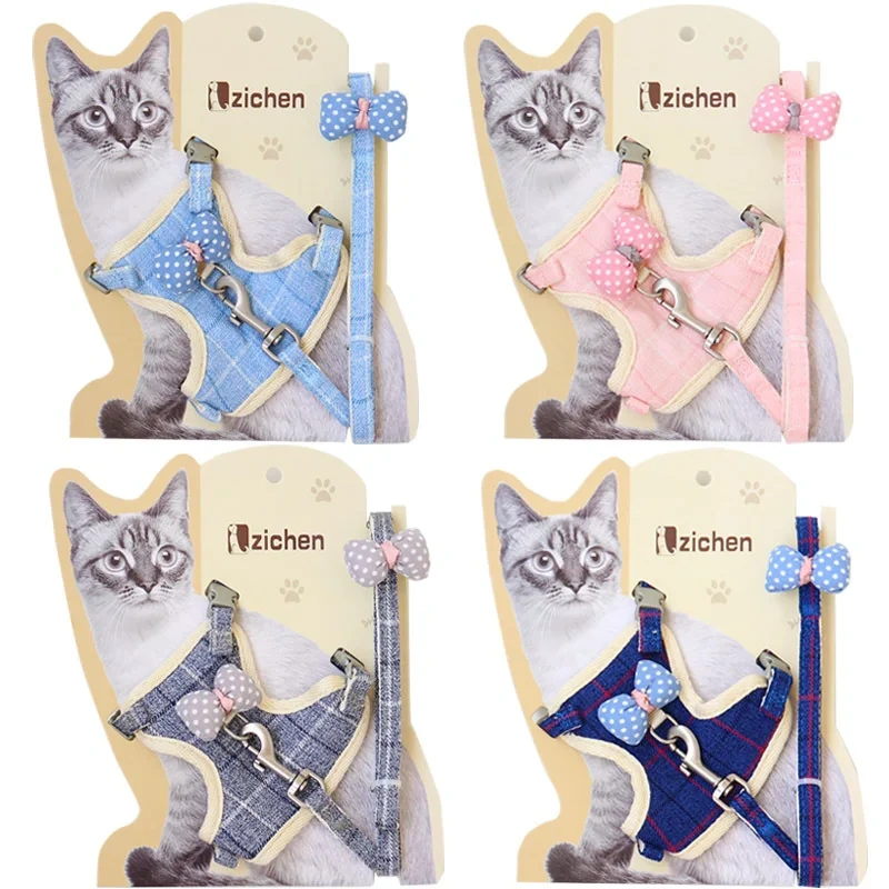 2021 Personalized Custom Cat Collar Dog Adjustable Harness Vest Walking Lead Leash