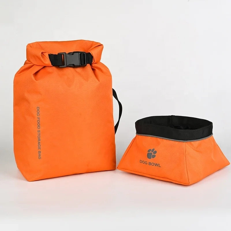 Dog Food Travel Bag Collapsible Dog Food Foldable Bowl Set Pet Food Travel Fabric Container Storage for Camping Hiking