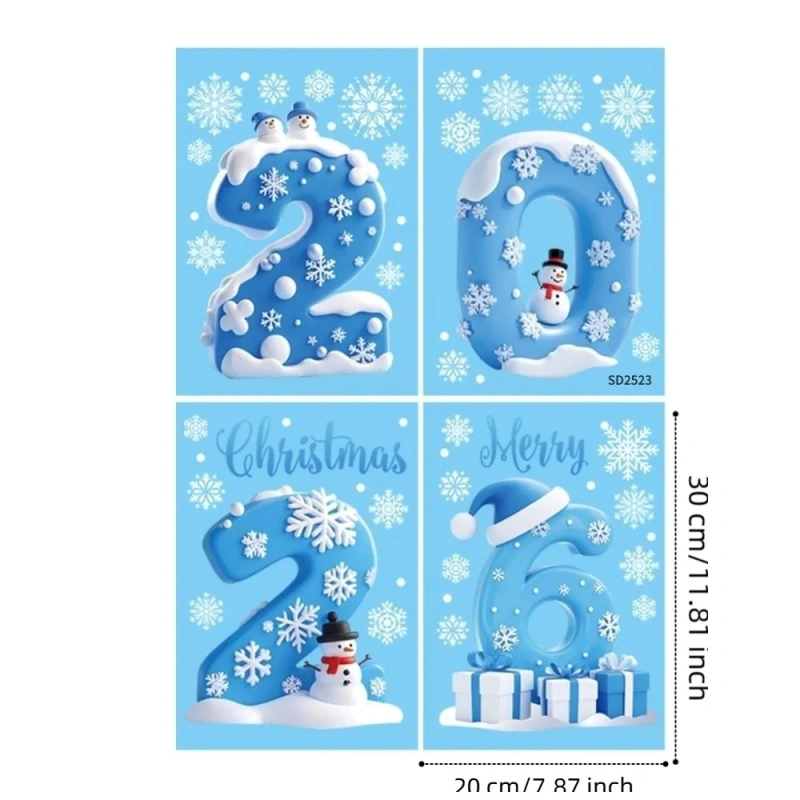 Waterproof Santa Claus Christmas Window Stickers Glass Decal PVC Xmas Glass Decal Static Cling Static Stickers Window Decor