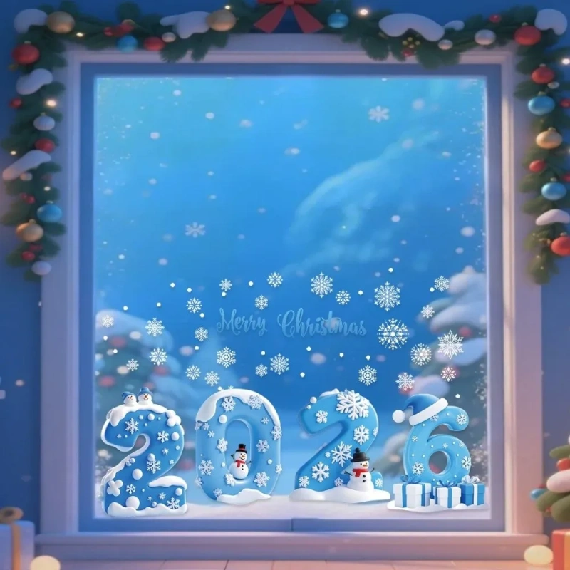 Waterproof Santa Claus Christmas Window Stickers Glass Decal PVC Xmas Glass Decal Static Cling Static Stickers Window Decor