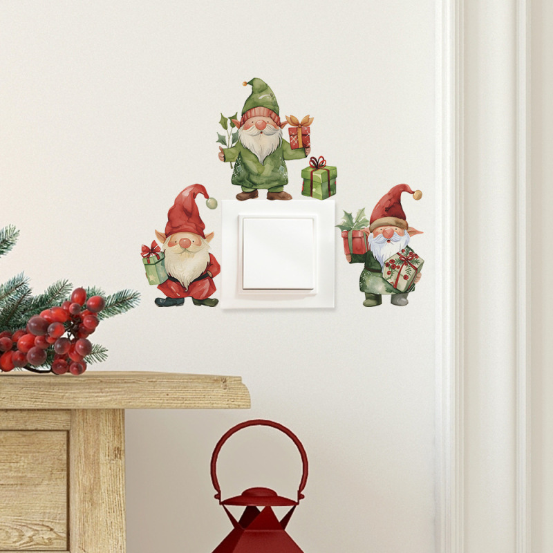 Cartoon Christmas Santa Claus Wall Sticker Bathroom Decoration Mural For Christmas Room Decor
