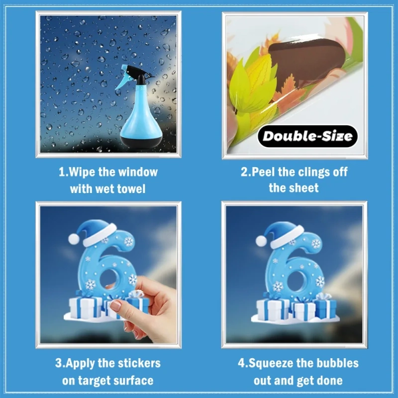 Waterproof Santa Claus Christmas Window Stickers Glass Decal PVC Xmas Glass Decal Static Cling Static Stickers Window Decor