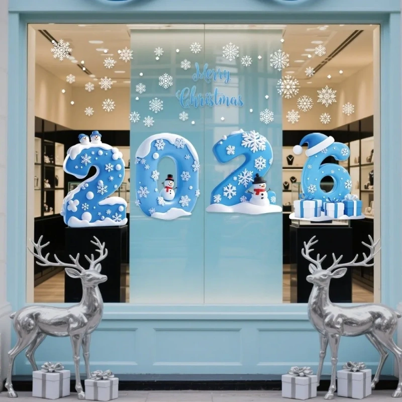 Waterproof Santa Claus Christmas Window Stickers Glass Decal PVC Xmas Glass Decal Static Cling Static Stickers Window Decor