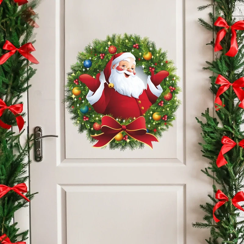 Christmas Window Vinyl Wall Sticker Green Original Glass Window Christmas Decoration Posters Home New Year Stickers