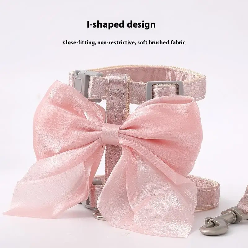 Cute Bowknot Cat Harness And Leash Adjustable Pet Harness With Traction Rope Kitten Puppy Rabbit Ferret
