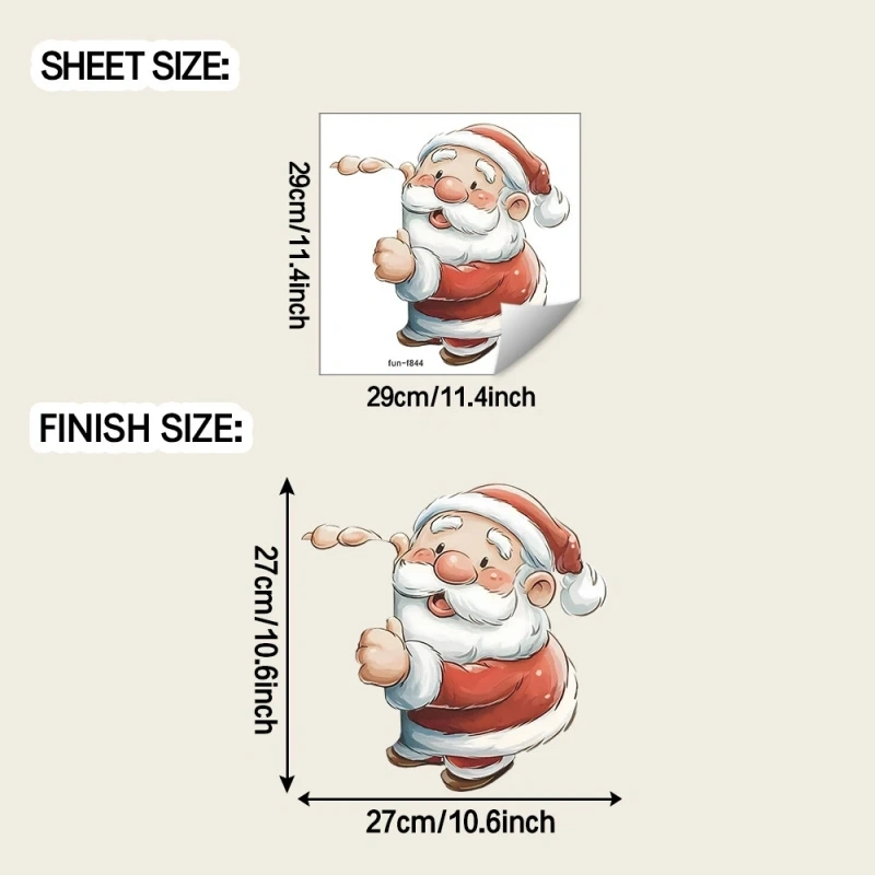 Cartoon Christmas Santa Claus Wall Sticker Bathroom Decoration Mural For Christmas Room Decor Self-adhesive New Year Decals