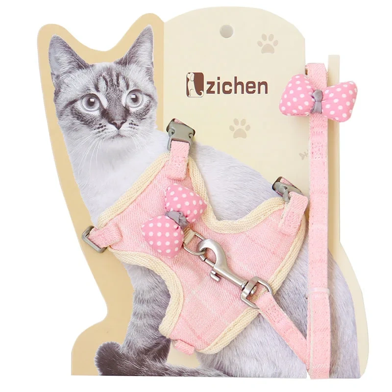 2021 Personalized Custom Cat Collar Dog Adjustable Harness Vest Walking Lead Leash