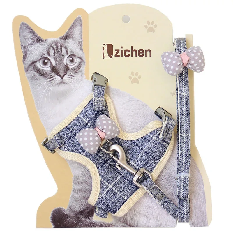 2021 Personalized Custom Cat Collar Dog Adjustable Harness Vest Walking Lead Leash