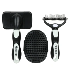 Professional 3Pcs/Set Pet Grooming Brush Set for Shedding Control Massage Bathing Deshedding Tool Dogs Cats Efficient