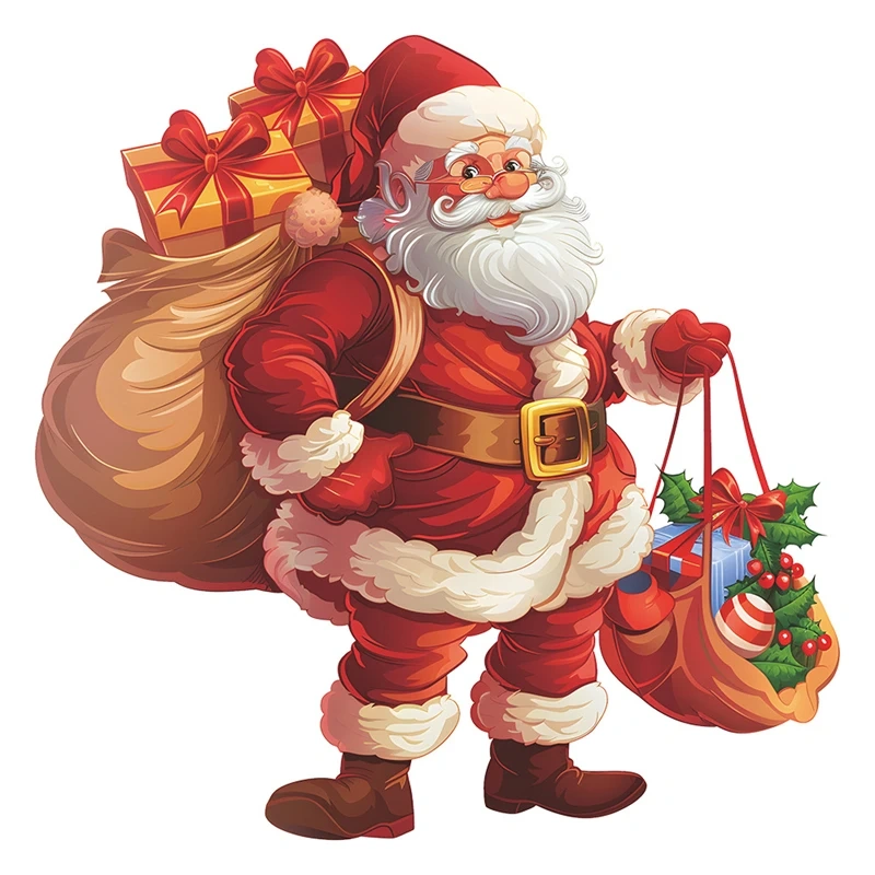 Christmas Decorations Cartoon Santa Claus Gift Glass Window Sticker Reusable Static Stickers Merry Christmas New Year Decor Noel