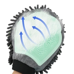 1PC Pet Grooming Gloves Double-Sided Gloves Cleaning Massage Dog Washing Bath Fast Absorb Water Hair Removes Glove