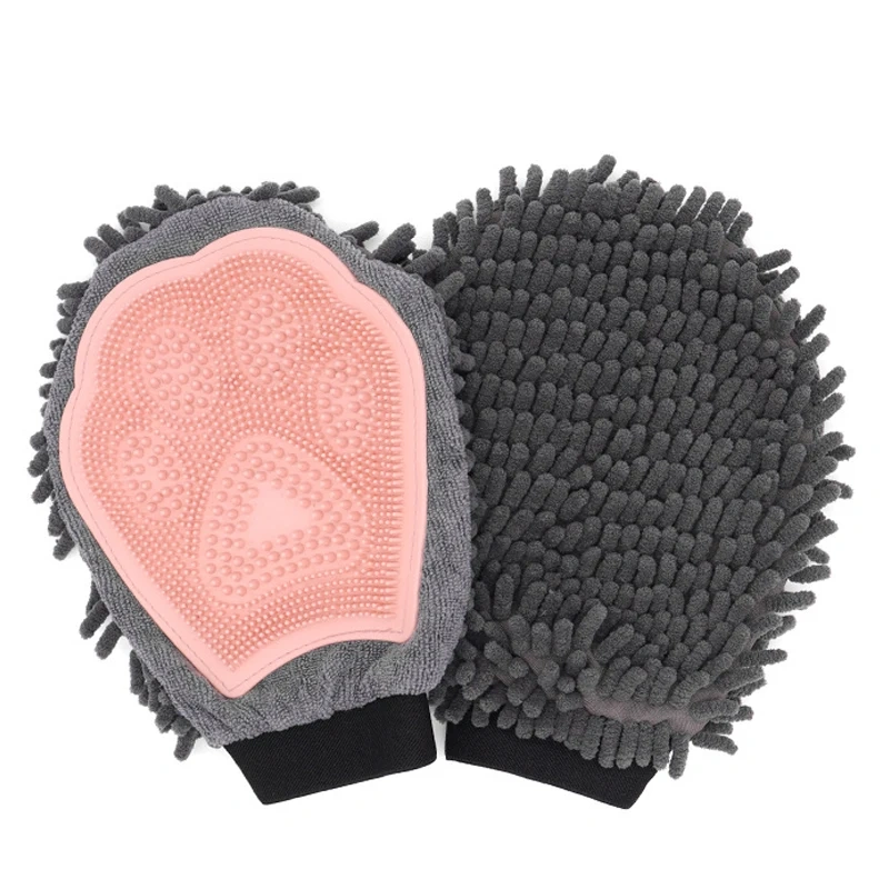 1PC Pet Grooming Gloves Double-Sided Gloves Cleaning Massage Dog Washing Bath Fast Absorb Water Hair Removes Glove