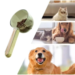 Pet Measuring Cup With Sealing Clip Design For Dog Cat Dry Or Wet Food Scoops Wood Handle Precision Scale Pet Supplies-B61B