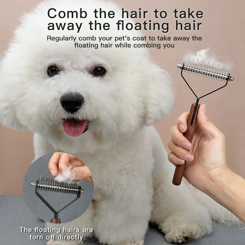 Factory Wholesale Custom Logo Single Double Sided Black Walnut Cat Fur Kont Rake Comb Pet Dog Dematting Grooming Comb