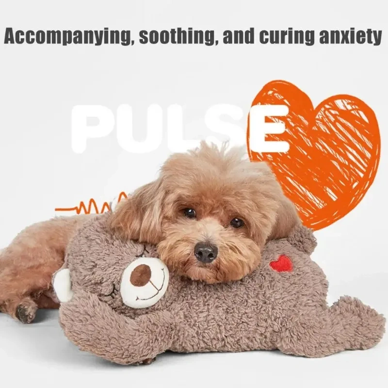 30*15cm Heartbeat Puppy Toy Plush Bear Soothing Toy Stuffed Animal Dog Sleep Aid Calming Fuzzy Bear Dolls For Anxiety Relief