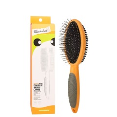 Custom Logo Double Sided Plastic Cat Massage Hair Brush Dog Pet Pin Grooming Brush