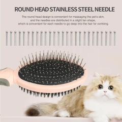 Factory Wholesale Custom Logo Double Sided Plastic Cat Massage Hair Brush Dog Pet Pin Grooming Brush