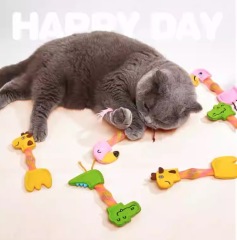 Cat-shaped bouncy catnip toy