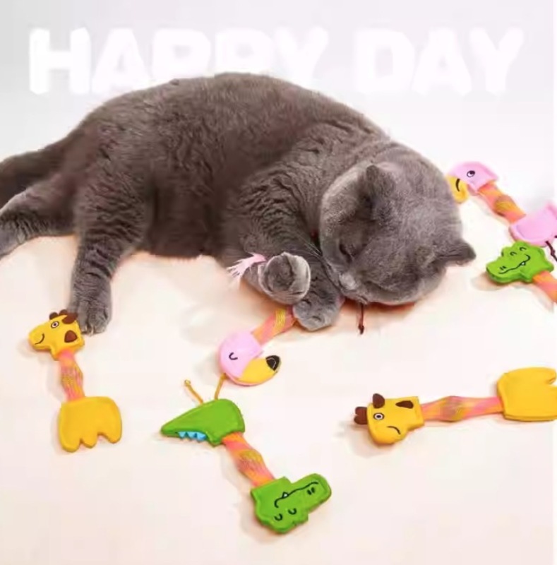 Cat-shaped bouncy catnip toy