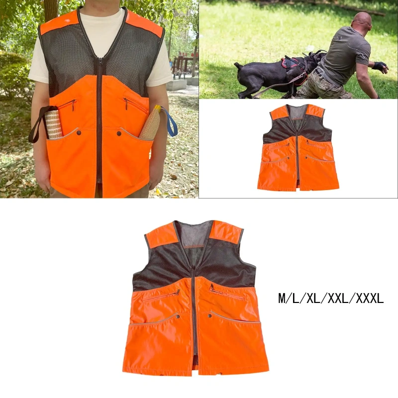 Breathable Dog Trainer Mesh Vest with 6 Large Pocket Accessories Anti Scratch Clothing Comfortable Versatile Pet Owner Vest