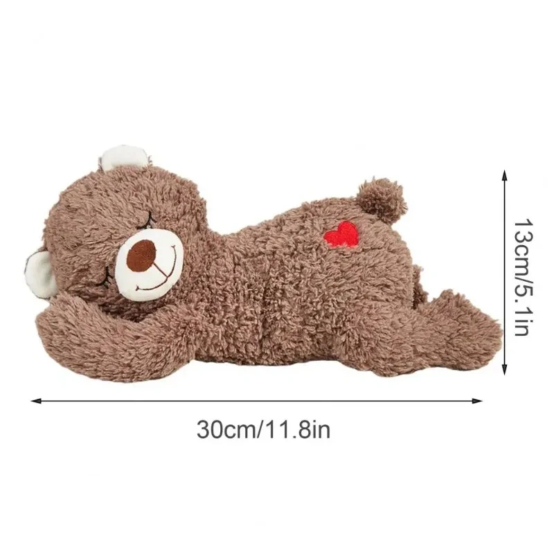 30*15cm Heartbeat Puppy Toy Plush Bear Soothing Toy Stuffed Animal Dog Sleep Aid Calming Fuzzy Bear Dolls For Anxiety Relief