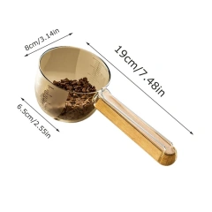 Pet Measuring Cup With Sealing Clip Design For Dog Cat Dry Or Wet Food Scoops Wood Handle Precision Scale Pet Supplies-B61B