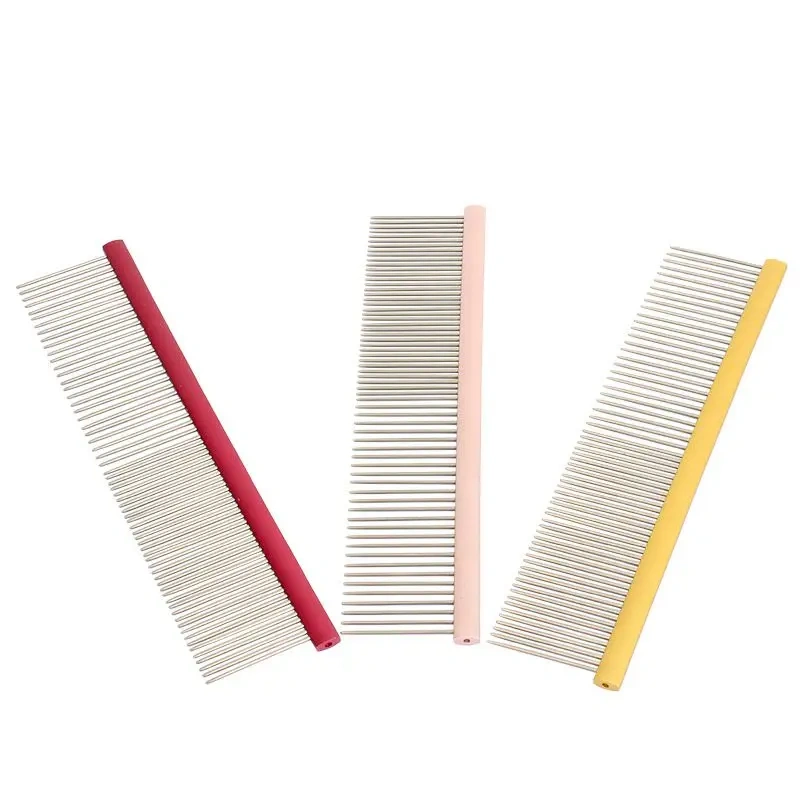 Color Aluminum Pet Comb Stainless Steel Pins Professional Dog Grooming Comb Puppy Cleaning Hair Trimmer Brush Pet Accessories