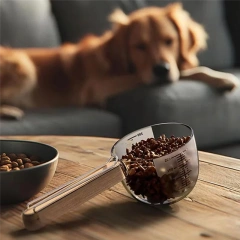 Pet Measuring Cup With Sealing Clip Design For Dog Cat Dry Or Wet Food Scoops Wood Handle Precision Scale Pet Supplies-B61B