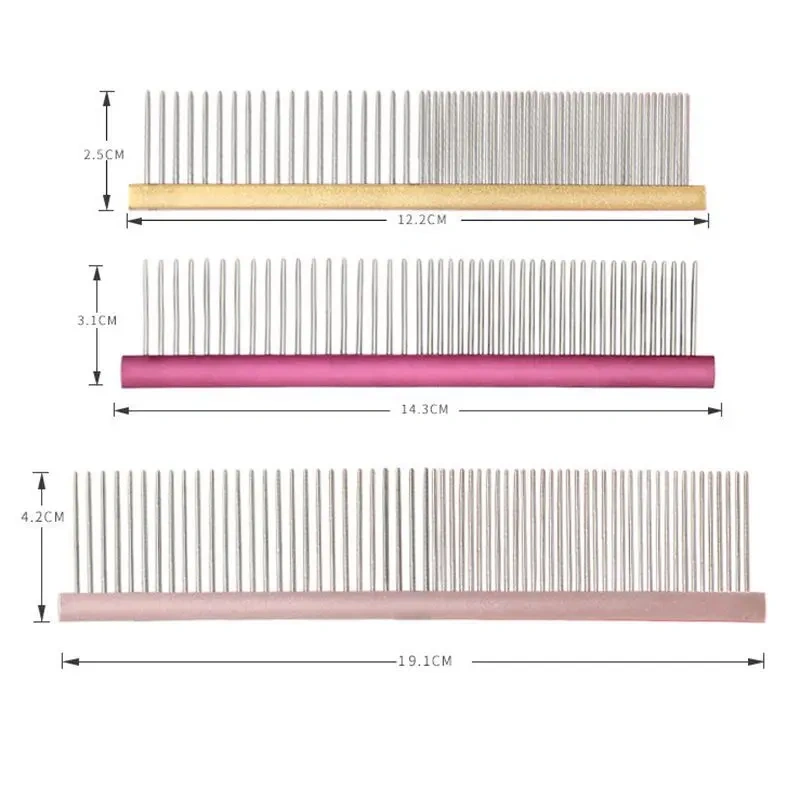 Color Aluminum Pet Comb Stainless Steel Pins Professional Dog Grooming Comb Puppy Cleaning Hair Trimmer Brush Pet Accessories