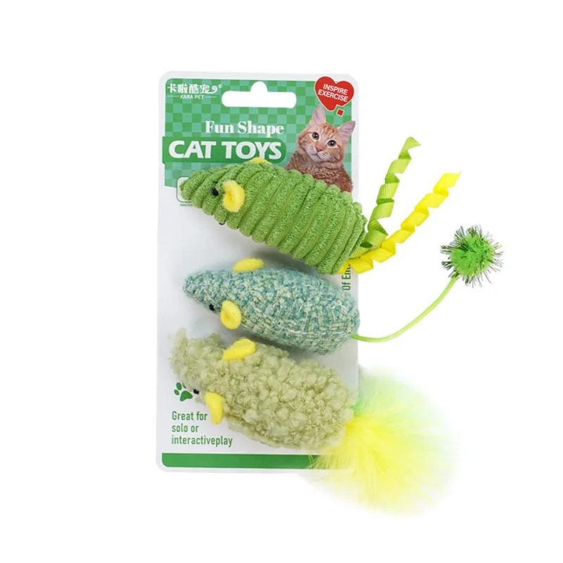 Pet Cat Toys Catnip False Mouse Feather Rainbow Mouse Toy Funny Playing Toys For Kittens